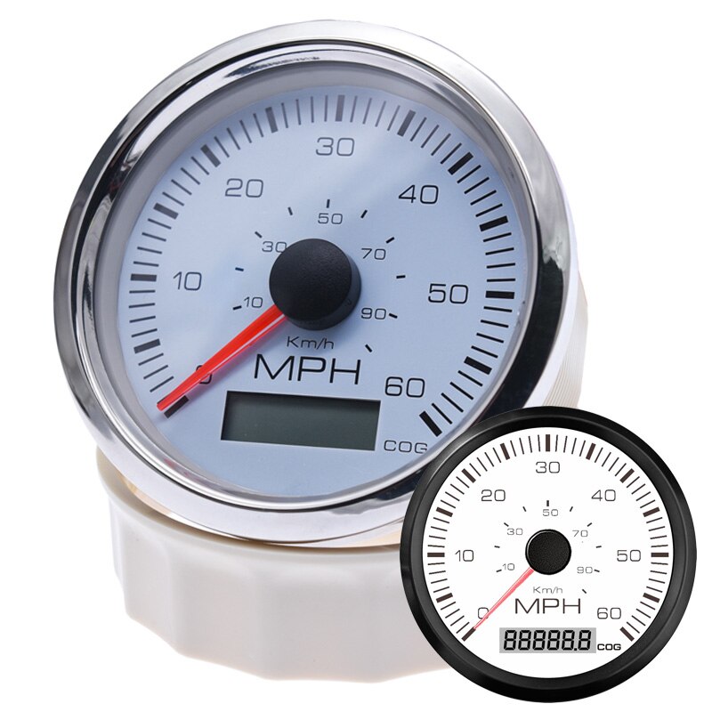 85Mm Gps Snelheidsmeter Gauge 60 Mph 90 Km/h Totale Kilometerstand Kilometerteller Voor Motorfiets 12V 24V Rood Geel backlight