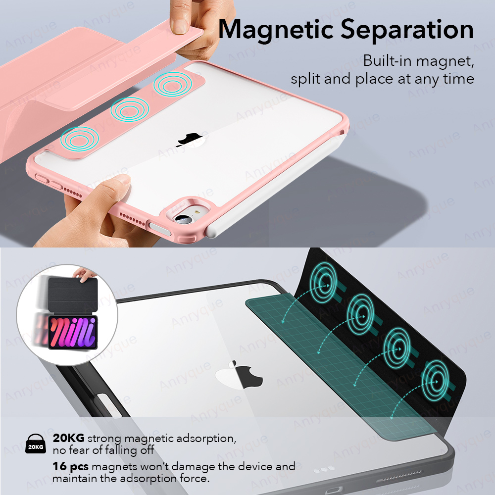 For iPad Mini 7 Case A17 Pro Detachable Magnetic Cover for iPad iPad Mini 7th/6th Generation Case 8.3'' Funda with Pencil Holder