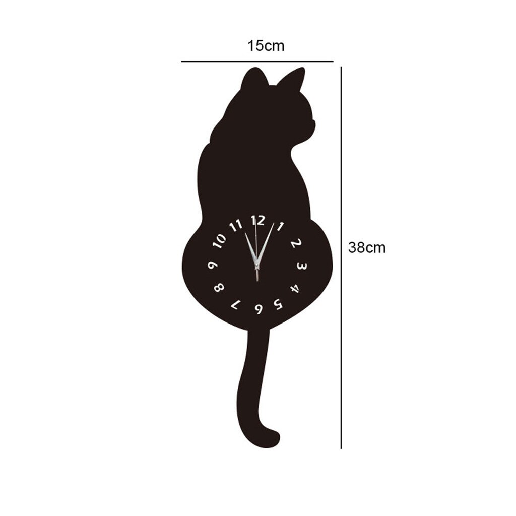 3D Cartoon Cat wall clock modern Modeling Acrylic Mirror Clock Home Decoration Wall Clock horloge murale