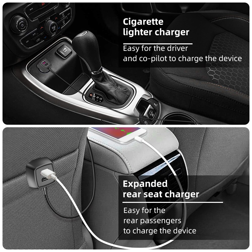 Deelife autolaturi usb pikalataus 3.0 qc 60w 4 portti nopea etu takapenkille takapenkille autojen lataussovitin matkapuhelimelle
