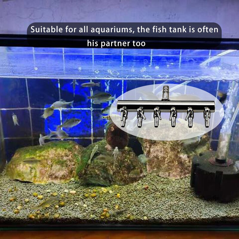 6 holes 4mm stainless steel fish tank air control valve air splitter oxygen distributor fish tank water tank air pump splitter