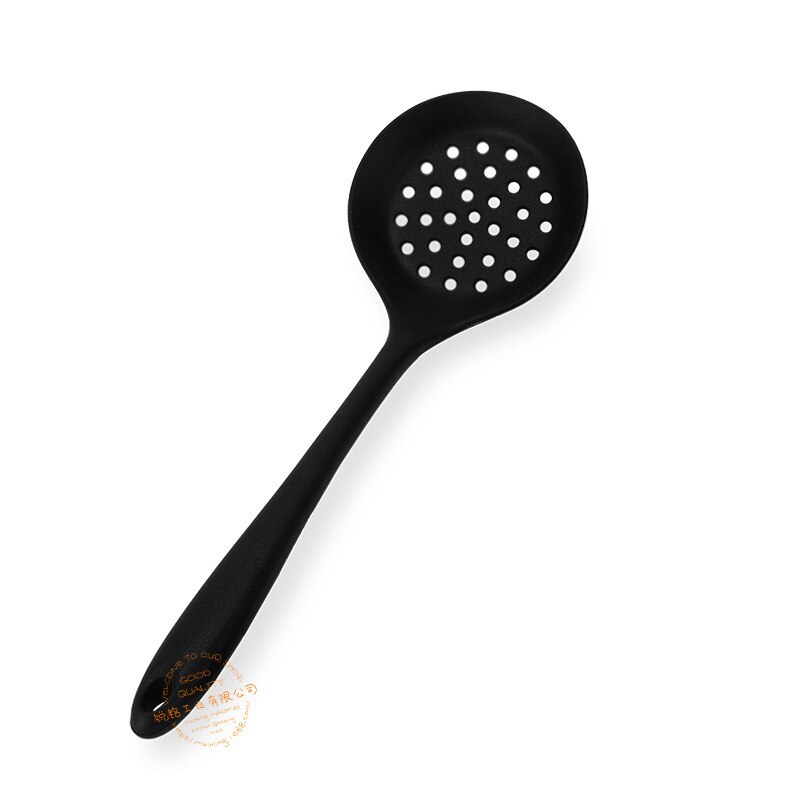 Food Grade Silicone Long-handled Rice Soup Spoon Kitchen Silicone Spoon Flatware Utensils Accessories Solid Color Kids Spoon: black
