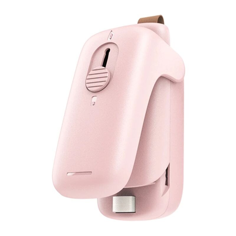 Bærbar mini varmeforsegler plastpose oppbevaring praktisk forseglingsmaskin matsnacks: Rosa