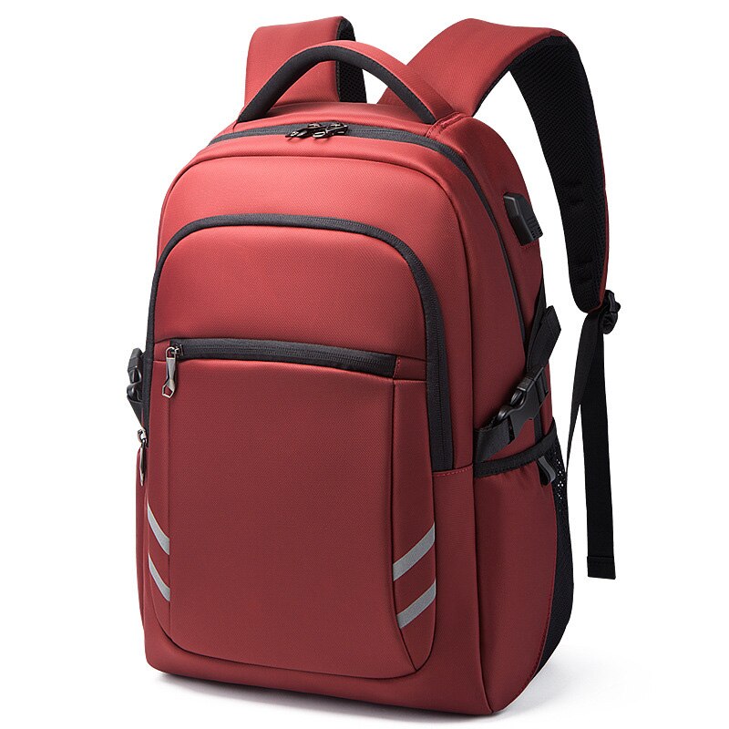 Nancy tino resistente ao desgaste mochila impermeável reflexivo viagem usb business commuter bolsa de computador para homem e mulher: Vermelho