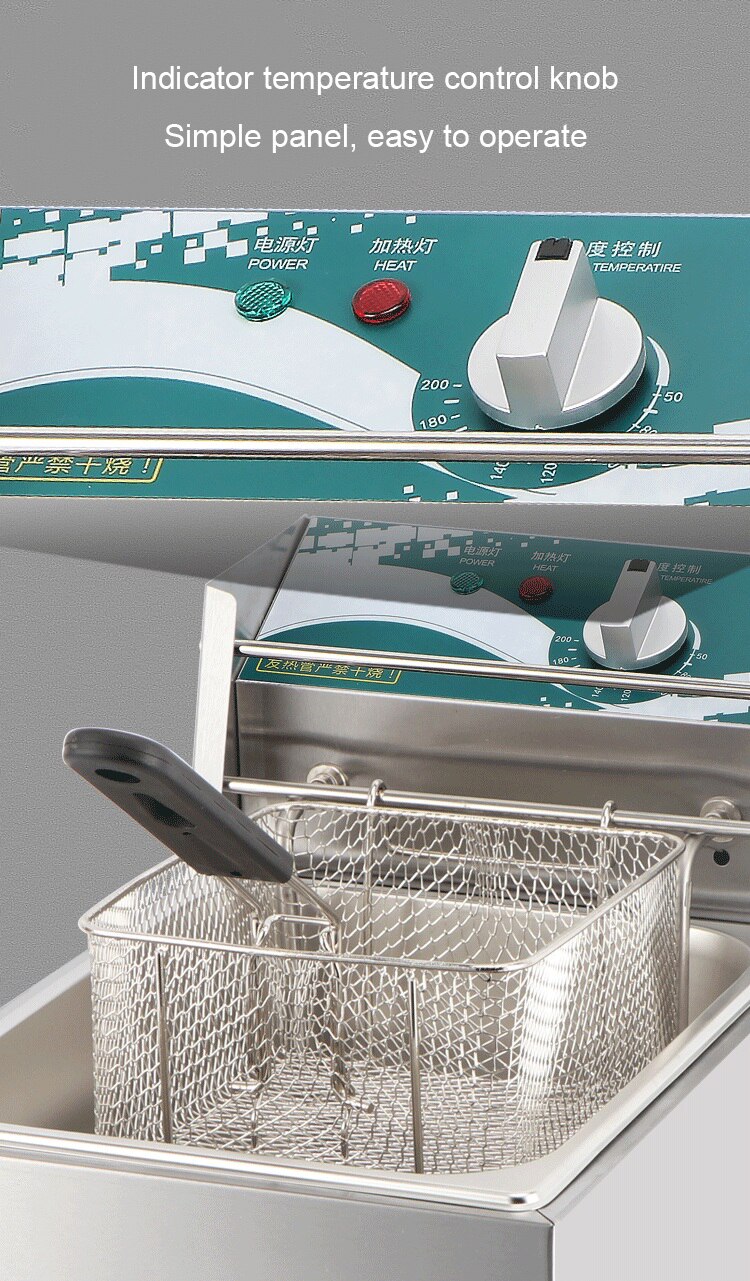 DMWD Electric Deep Fryer Stainless Steel Commercial Electric Fryer Household Chips Frying Pan French Fries Making Machine 10L EU