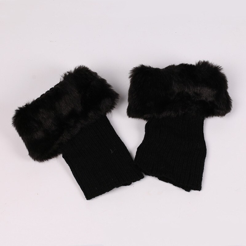 chaussettes hautes laine à tricoter chauffe jambe guettre chaussettes femme: Black