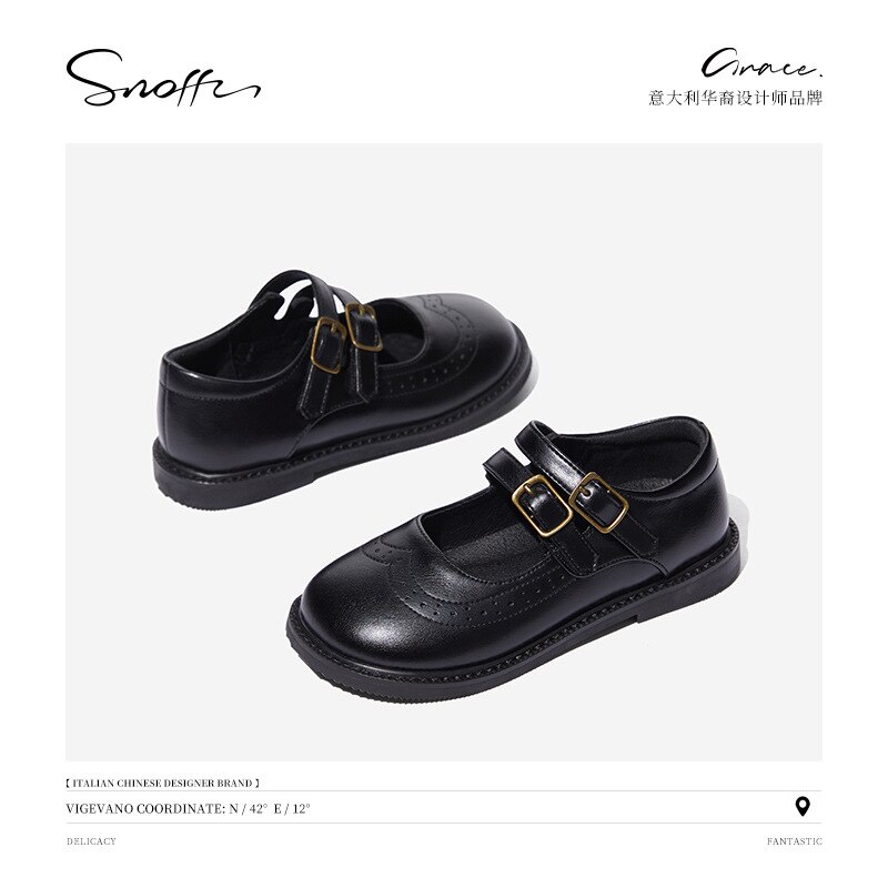 Girls Leather Shoes British Style School Performance Kids Wedding Party Shoes White Black Casual Children Moccasins Shoes KS704