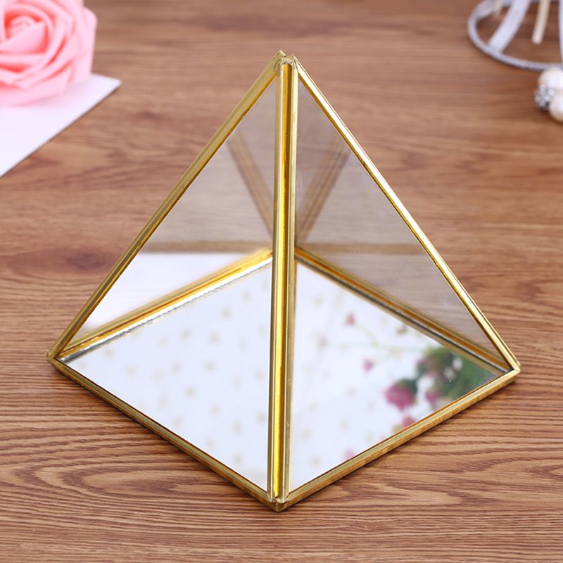 Verre Terrarium pyramide boîte de rangement clair à facettes Succulent Air plante planteur boîte bijoux présentoir