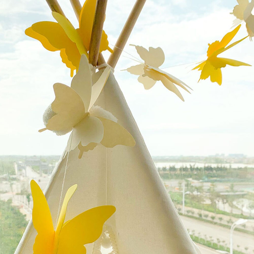3D Paper Butterfly Garland Buntings For Wedding Party Birthday Festival Diy Banner Hanging Decorations 3D Paper Butterfly String: Yellow
