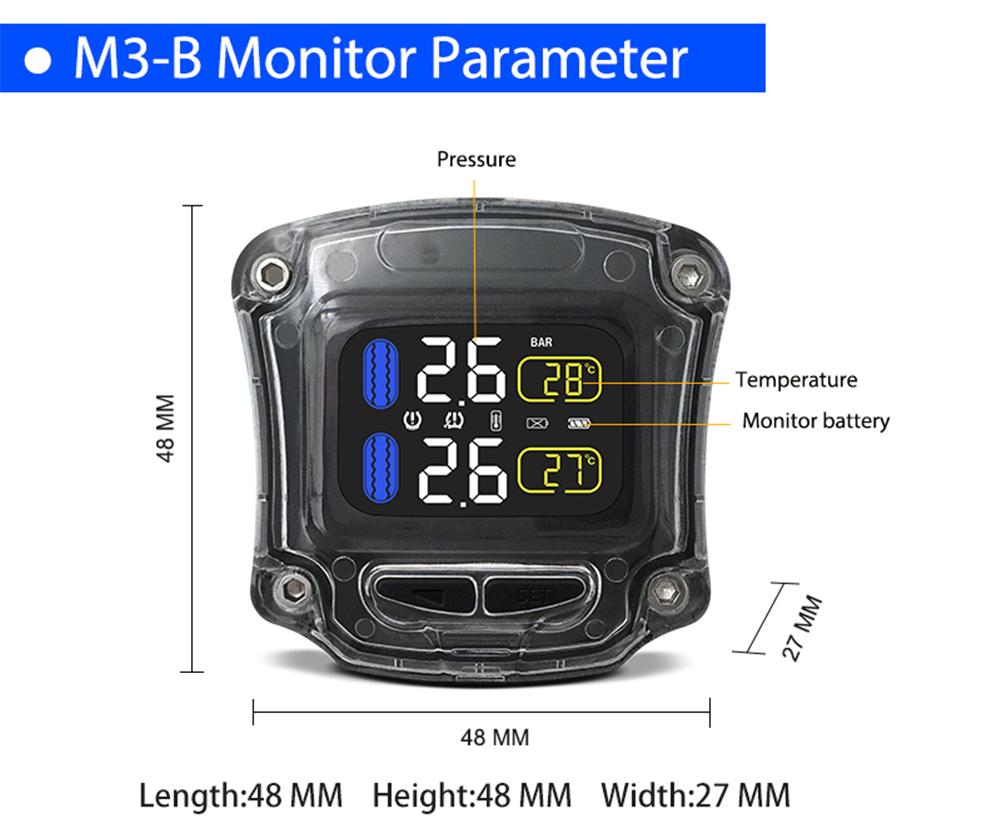 M3-B Drahtlose Motorrad TPMS Reifen Druck Überwachung System Externe Sensoren Interne Sensor LCD Anzeige Echtzeit Kontrollausrüs