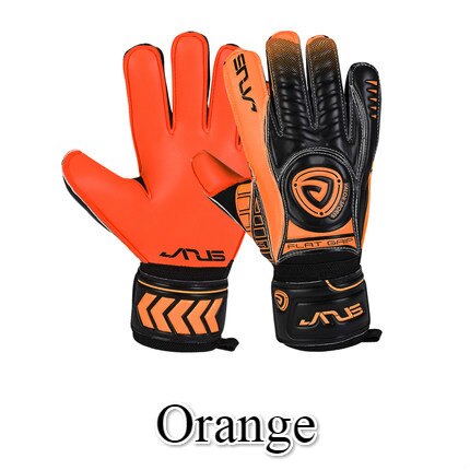 JANUS Soccer Goalkeeper Gloves With Finger Protection Thickened 4mm Latex Football Goalie Gloves Goal keeper Gloves: Orange / 8