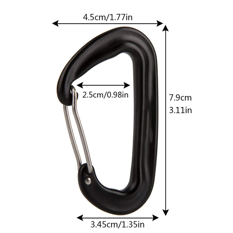 12KN Kleine klimkarabijnhaak D-vorm Bergbeklimmen Gesp Haak Veiligheidsslot Outdoor Camping Wandelen Sleutelhanger