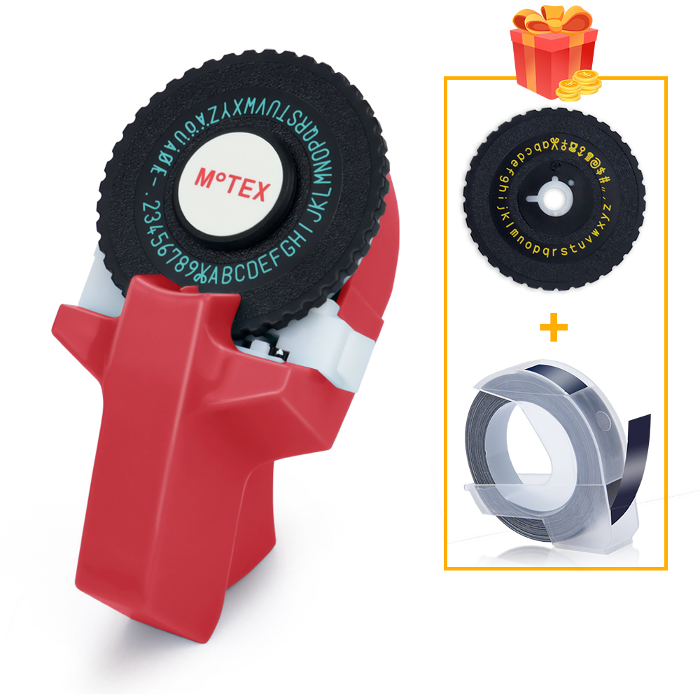 Mini Tragbare Drucker DIY Handheld Schreibmaschine Etikett Hersteller für MOTEX E101 Kennzeichnung Maschine für Dymo Band 3D Präge Manuelle Band: rot Schreibmaschine