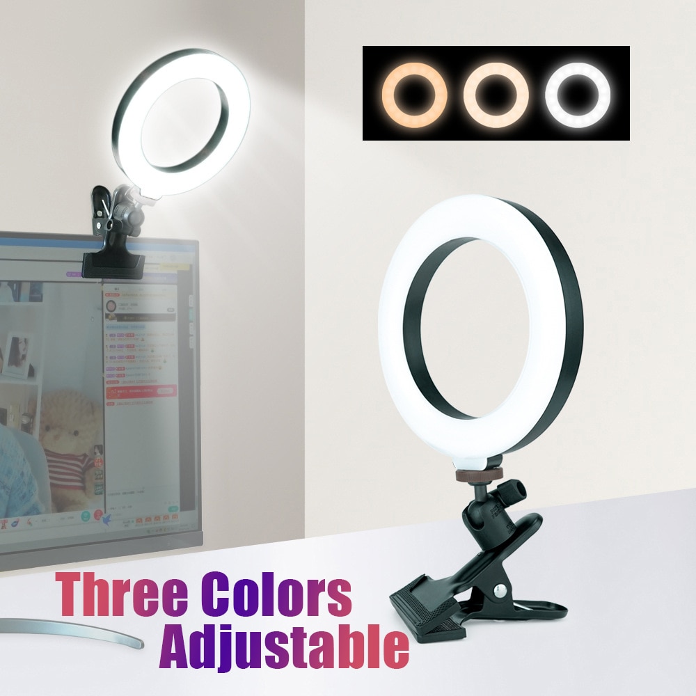 LED réglable Selfie anneau De remplissage lumière téléphone caméra Led anneau lampe avec pince pour maquillage vidéo en direct