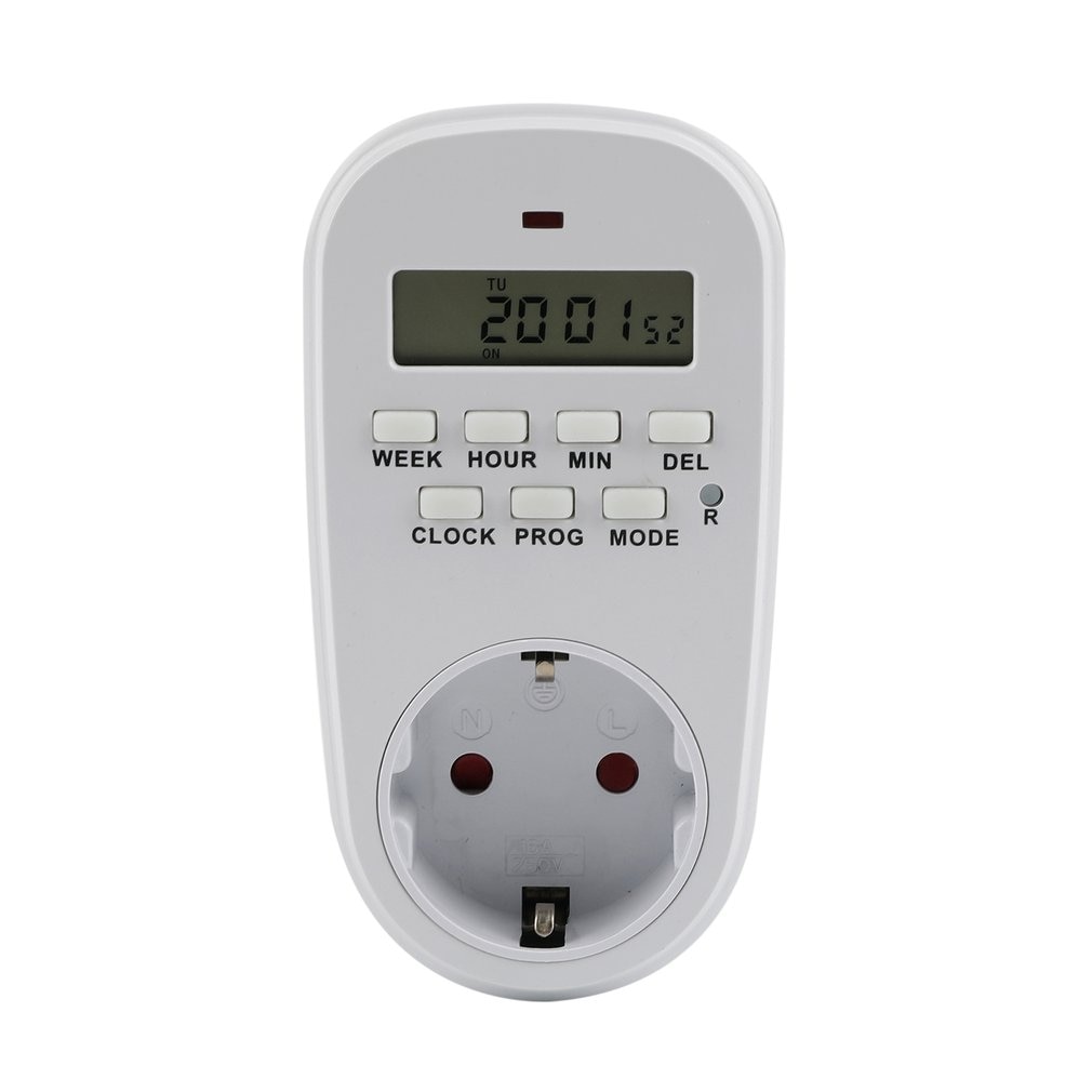 Digital Timer Switch Socket Outlet Plug-in 7 Day 12/24 Hour Programmable Time Control for Kitchen Electric Appliance