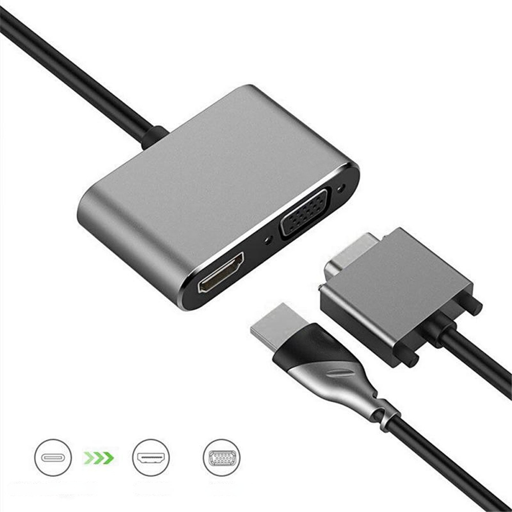 Usb-c thunderbolt -3 dockingstation type-c  to 4k hdmi-kompatibel 1080p vga-videoadapterkonverterkabel til macbook pc-skærm