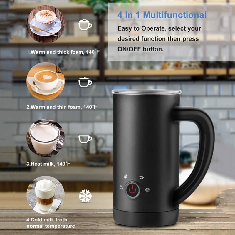 Stainless Steel Milk Frother Electric Heater Automatic 4-in-1 Milk Steamer for Coffee Latte Chocolate Milk Warmer