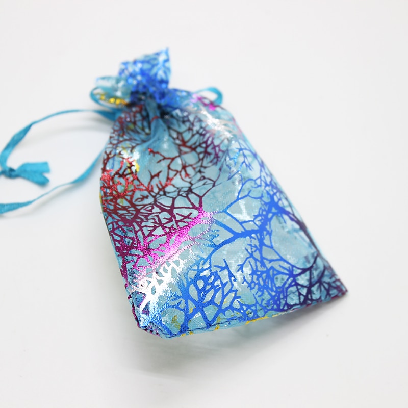100 stks/partij Organza Tassen Wit Coralline Custom Sieraden Thee Verpakking Zakken Organza Tassen