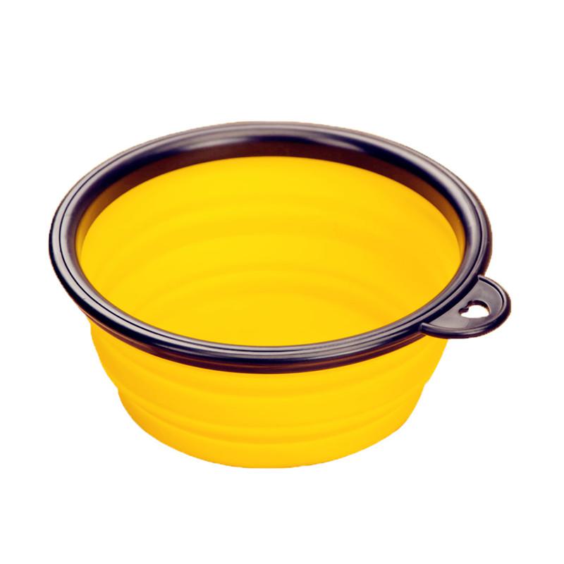 Tazón de silicona plegable para perros y mascotas, recipiente de comida para perros de viaje al aire libre, tazón portátil para mascotas, plato alimentador para mascotas, tazón para agua potable: yellow