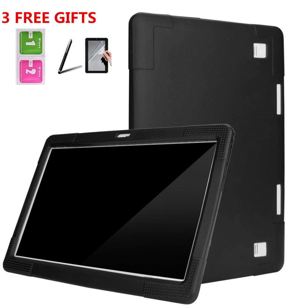 Siliconen Cover Case Voor 10 10.1 Inch Android Tablet Pc + Potloden + Film Tablet Cover Universal Siliconen Bescherm Shell # LR3: black 