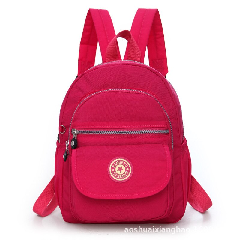 Mochila escolar informal de nailon para mujer, Mochila pequeña e impermeable, bolso de hombro, bolso de mano de capacidad Simple, mochila para chicas: rose