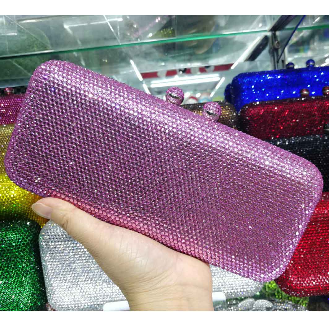 Tofsar kristall clutch aftonväskor roséguld festväska silverbröllop brudväskor ab rosa fuchsia aftonväska: Rosa