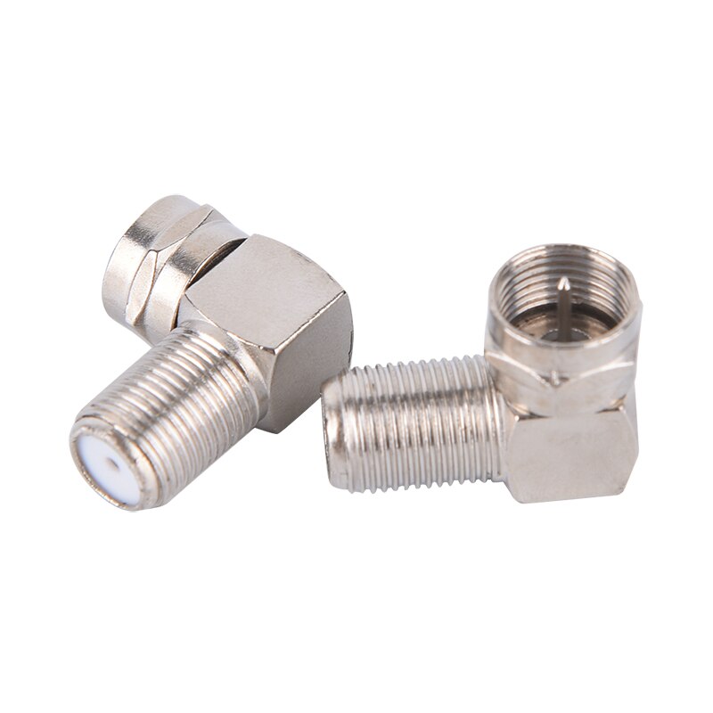 2 uds. Conector de clavija de antena aérea de TV de 90 grados adaptador de ángulo recto enchufe al Cable coaxial Cable tipo F macho a hembra