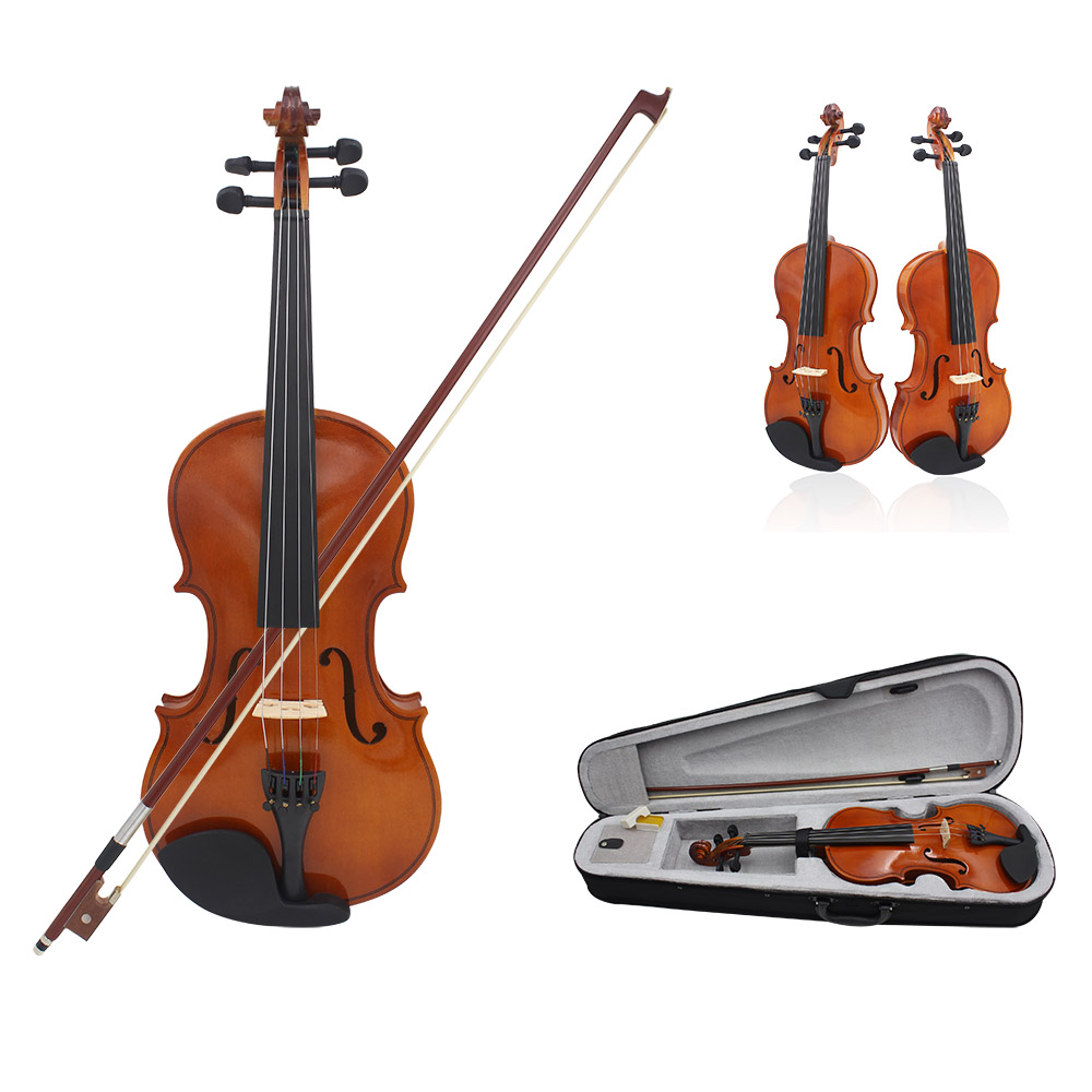 4/4 fuld størrelse naturlig akustisk violin violin violin med etui mute buestrenge 4- strenget instrument til begyndere