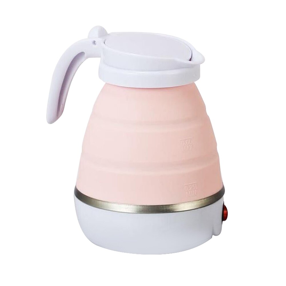 Bouilloire électrique pliable Mini voyage Silicone bouilloire pliante acier inoxydable comestible Silicone électrique Kettlefor hiver en plein air: Rose