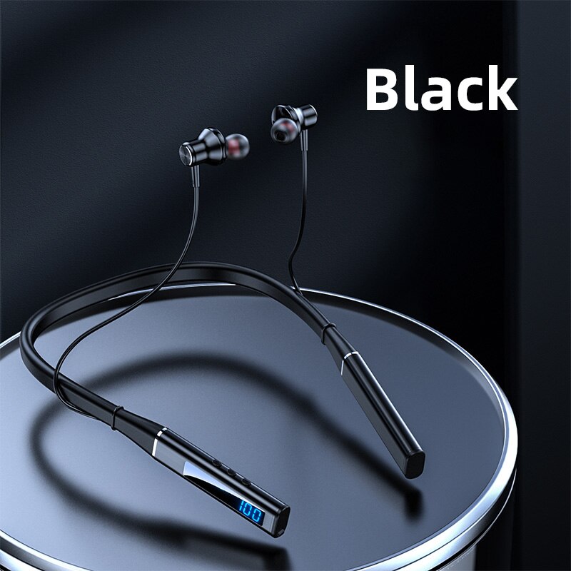 5.1 Bluetooth Headphon 100 Uur Afspelen Bass In Ear Headset Draadloze Earphon Nekband Waterdichte Hoofdtelefoon Tf Card Magneet: WBP18-Black