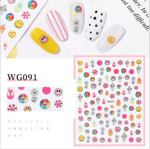 2020 nye! 3d klistermærker blandede børn negle klistermærker blomst tegneserie frugt klistermærke til børn nail art værktøj manicure tilbehør: 091