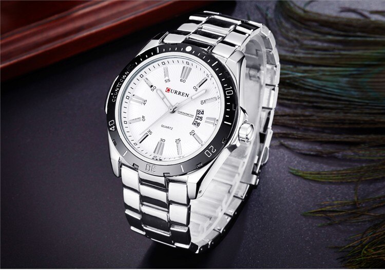 CURREN heren Horloges Top Brand Luxe Business Quartz Horloge Volledige Stalen Band Datum Waterdicht relogio masculino