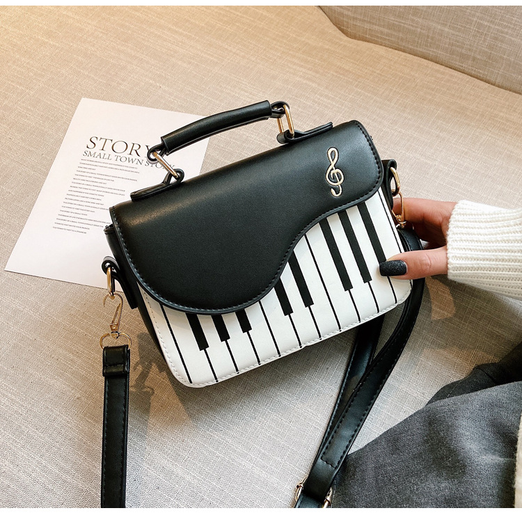 Enjoini søt piano mønster pu skinn uformell damevesker og veske skulderveske crossbody messenger bag veske
