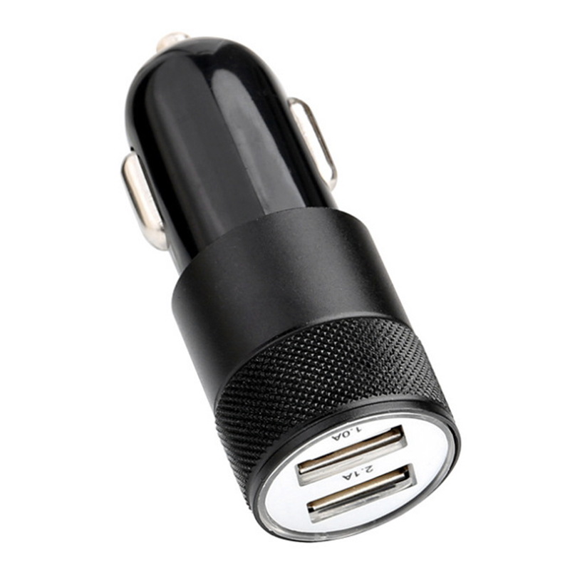Cargador de coche USB doble, cargador plano de Metal para teléfono móvil, carga Universal de 2,1 V, cargador de coche de cañón de acero pequeño