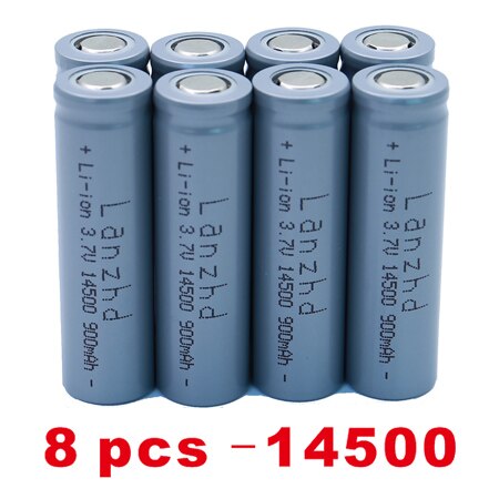 1-8PCS 14500 battery 3.7V 900mAh Rechargeable Li-ion Battery for LED Flashlight Battery accumulator battery real capacity: 8 PCS-14500-900MAH