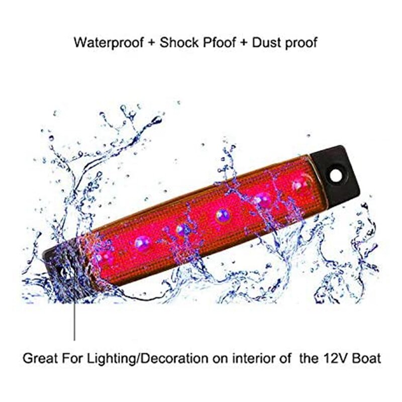 10PCS Marine Boat Lights 12V Waterproof Boat 6 LED Lights Kayak Lights for Boat Deck & Cockpit Decoration Light Red