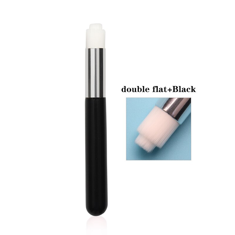 5 stk næsebørste eyelash extensions værktøj makeup rensebørste hudorm rene vippe shampoo børster: Dobbelt flad sort
