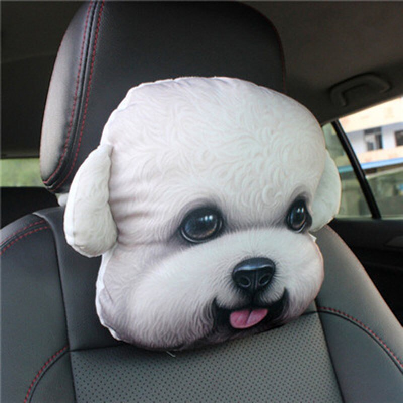 Chiziyo autostol dejlige 3d printede bamse hunde dyr ansigt bil nakkepude auto sikkerhed nakkestøtte pude