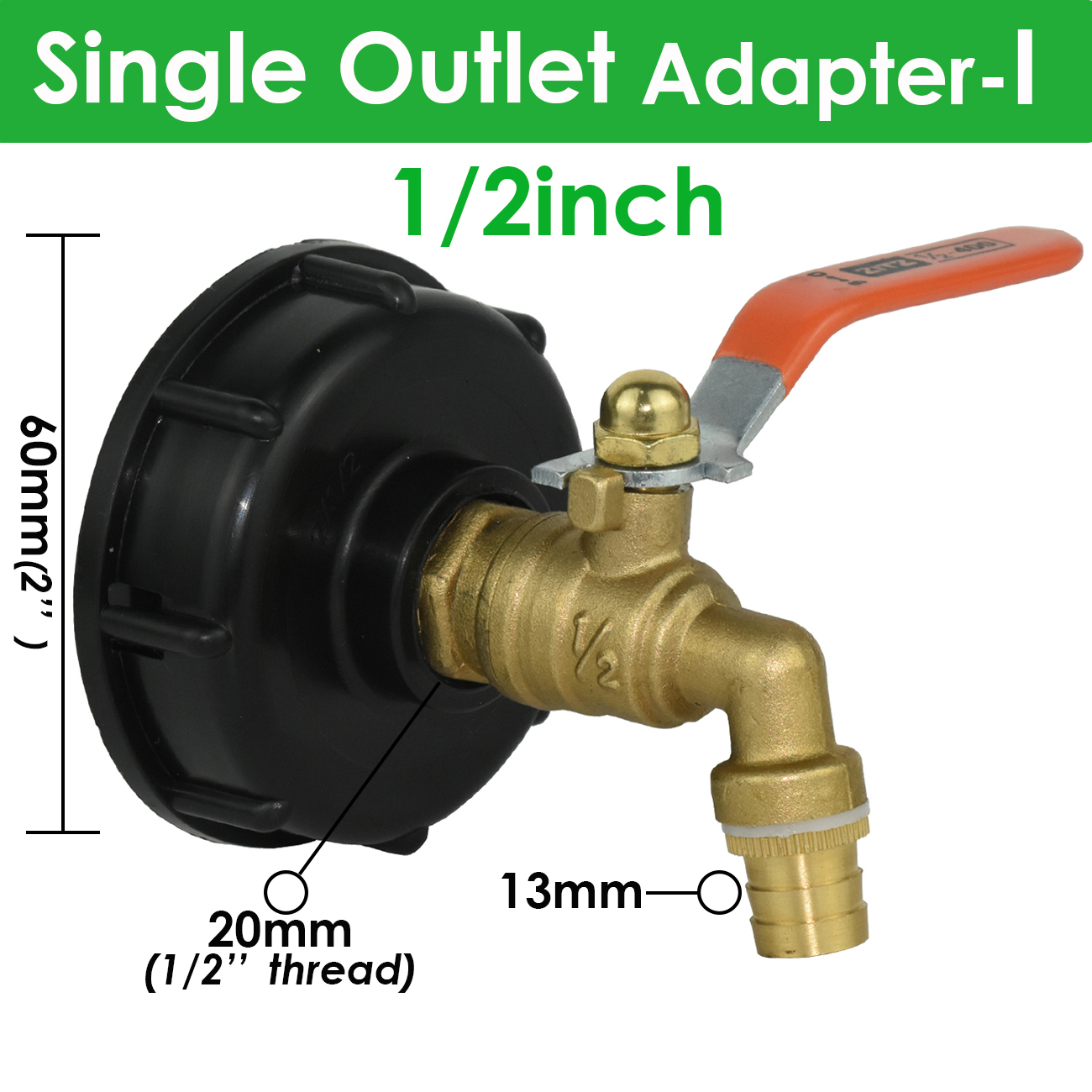 S60 Coarse Thread IBC Tank Tap Connecter Replacement 16mm 1/2'' 3/4'' Water Coupling Adapter Garden Home Valve Fitting Faucet: Orange