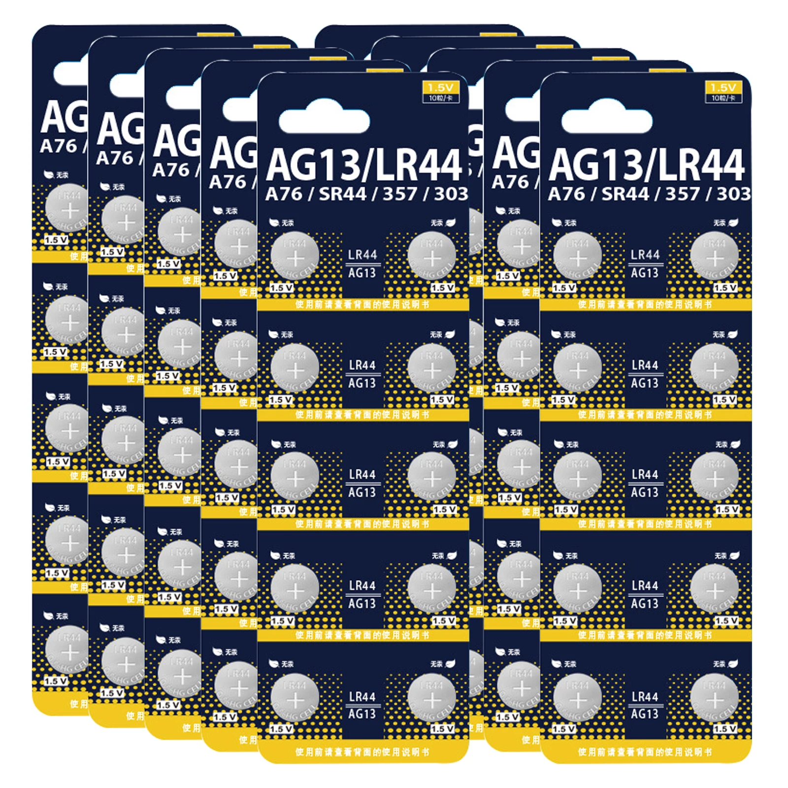 LR44-Batterien mit hoher Kapazität AG13 357 303 SR44 L1154F A76 Premium-Alkalibatterie 1,5 V Knopfzellenbatterien: Grün