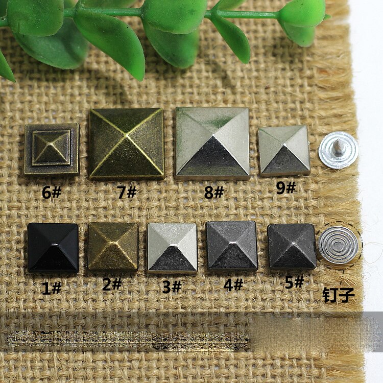 Preto bronze prata cor quadrada roupas decorativas rebite couro artesanato jeans sapatos sacos spike e studs 100 jogos/lote