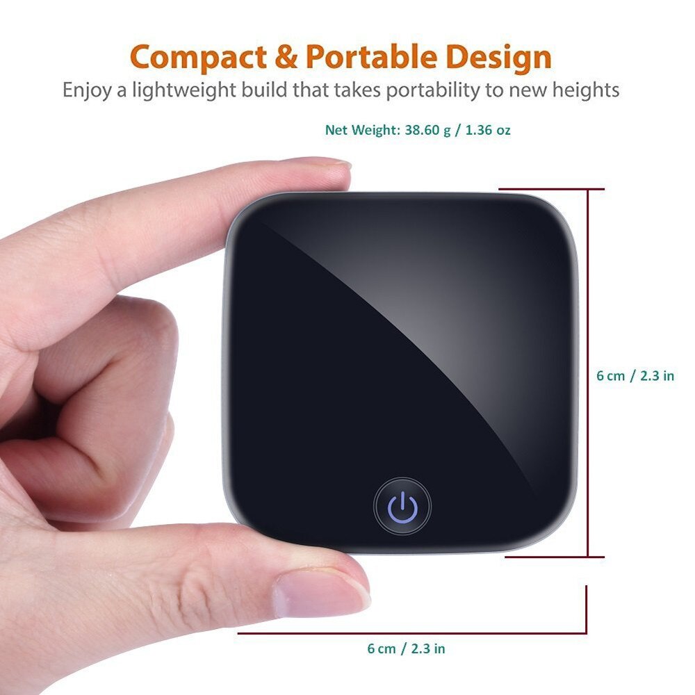 Bluetooth Transmitter 2 in 1 Bluetooth 4.1 Transmitter and Receiver Aptx Digital Optical Toslink Output 3.5mm AUX Black