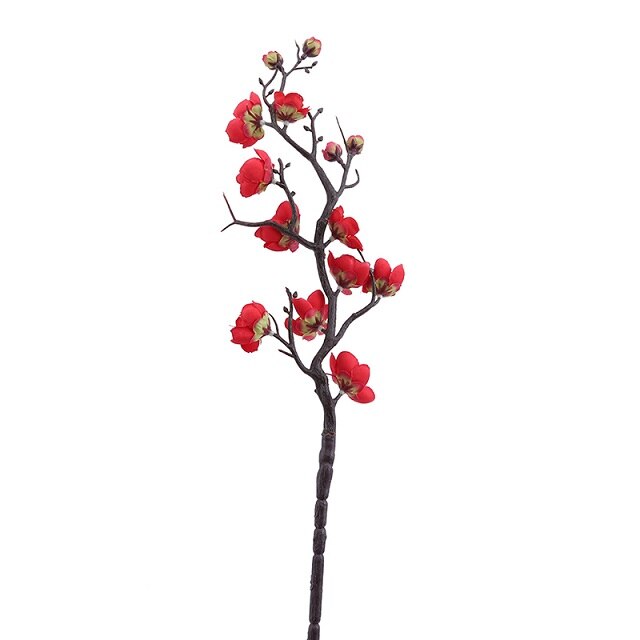 Ciruela flores de cerezo artificiales flores de seda ramas de cerezo hogar mesa de salón decoración para habitación bricolaje decoración de boda: Red