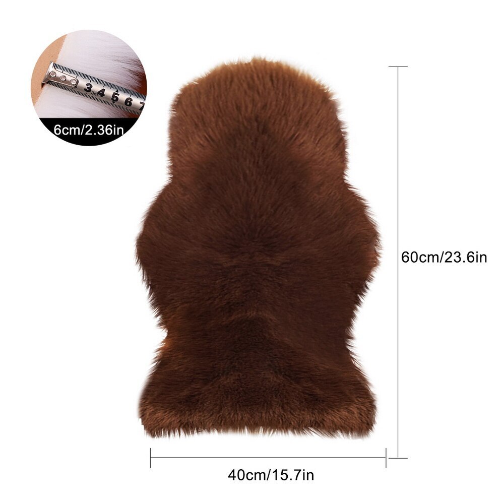 Luxe Rectangle doux en peau de mouton moelleux zone tapis Faux blanc fourrure tapis Shaggy cheveux longs solide tapis salon coussin de siège décor à la maison: B 40x60cm brown 2