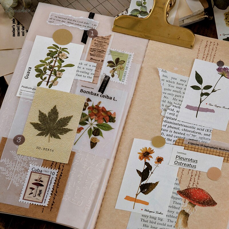 80 stk soppblomstblad mini boksider materiale papir søppel journalplanlegger scrapbooking årgang dekorativt diy håndverk papir