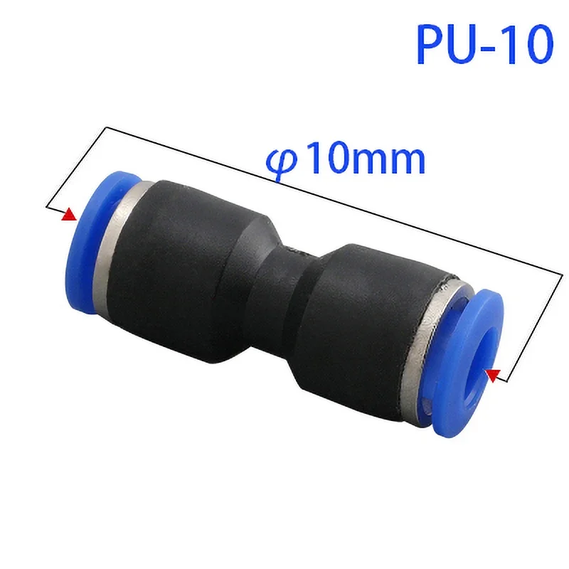 PU Pneumatic Fittings Plastic Connector PG 4mm 6mm 8mm 10/12/14mm 16mmAir water Hose Tube Push in Straight Gas Quick Connectors: black