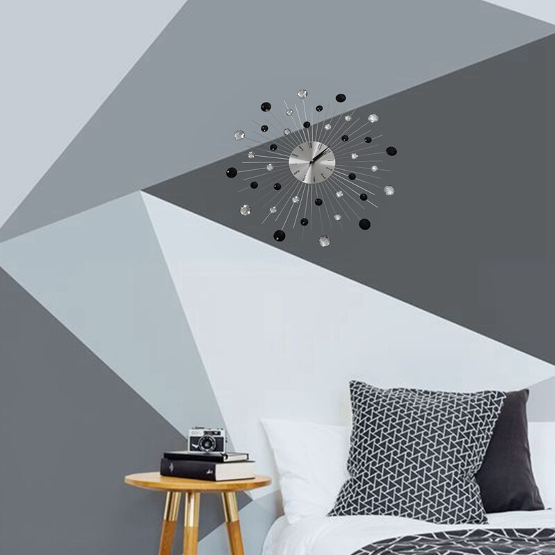 Gypsophila, reloj de pared de diamante a la , reloj de hierro forjado, reloj , reloj de pared artístico de Metal Vintage