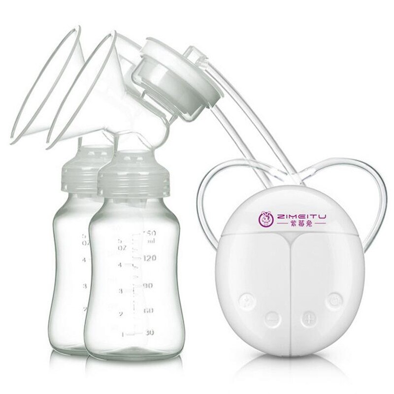 Zimeitu Dubbele Elektrische Borstkolven Krachtige Tepel Zuig Usb Elektrische Borstkolf Met Baby Melk Fles Koude Warmte Pad Nippl: WHITE