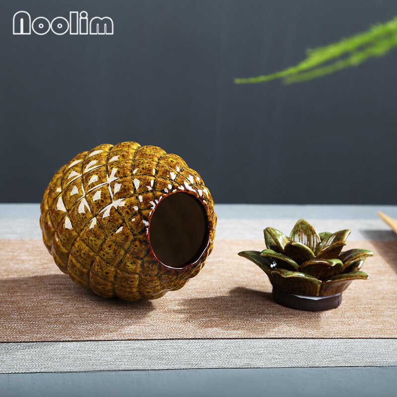 Kreative Ananas Tee Caddie Keramik Obst bilden Versiegelt Tee Blatt Lagerung Panzer Mini Pu'er Tee Kasten Teehaus Ornament
