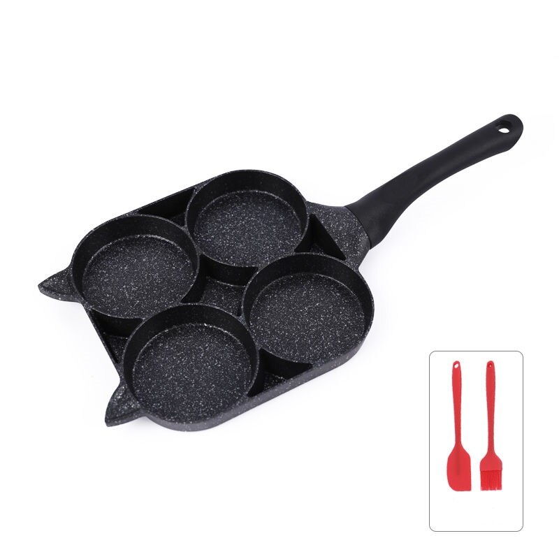 Innovativ non-stick æggepande med 4 huller stegt æg pande delt spejlæg pandekager æggekoger hamburger pande køkkenværktøj: Generel brug / Silikone med børste